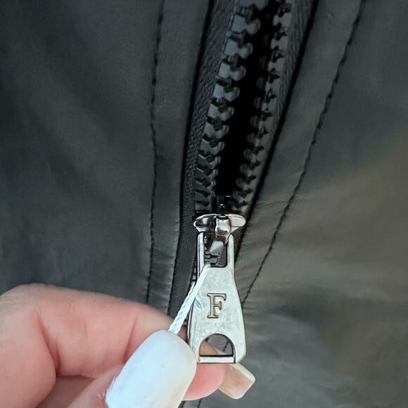 NWT F - COLLECTION black vegan leather men's jacket ITALY XL / US L - Picture 7 of 12